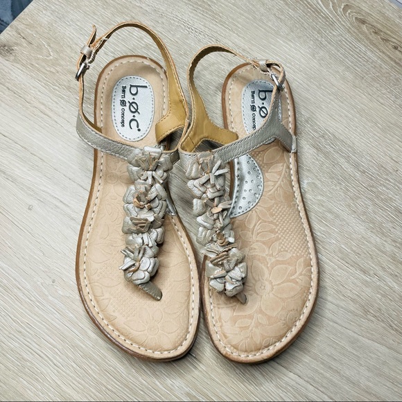 boc Shoes - b.o.c. Metallic Leather Flower Sandals